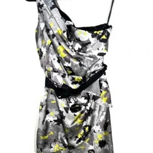 Max and Cleo One shoulder Abstract Floral Cocktail Dress - Picture 3 of 4